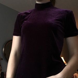 Vintage Velveteen short sleeve mock neck top